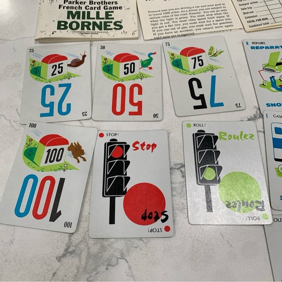 Mille Bornes French Card Game Parker Brothers 1971 Instructions Complete VTG - Picture 5 of 9